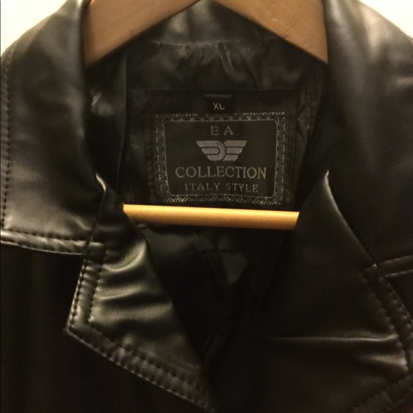 EA collection black Faux Leather Jacket. - Picture 4 of 7